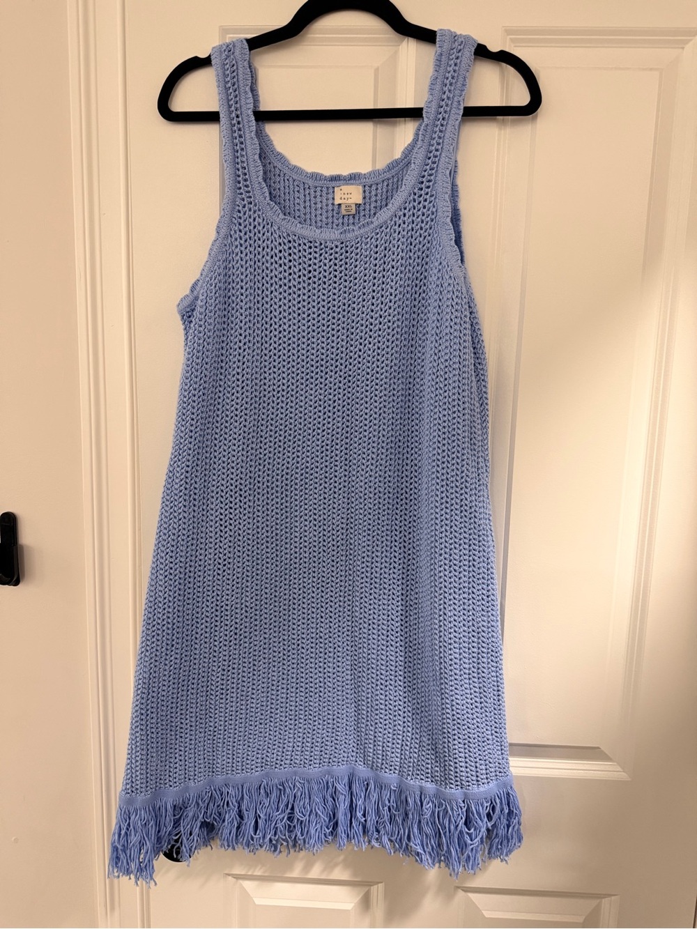 a new day Light Blue Knit Fringe Midi Dress